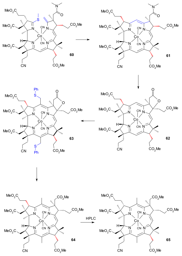 ビタミンB12の環ADと環BCを合成した後の反応