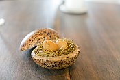 Danish-style smoked and pickled quail egg