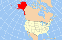 アラスカ州の位置を示したアメリカ合衆国の地図