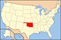 Bản đồ Hoa Kỳ có ghi chú đậm tiểu bang Oklahoma