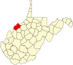 map of West Virginia highlighting Wood County