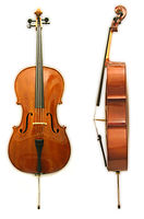 виолончело прикажано од напред и од страна