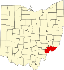 map of Ohio highlighting Washington County
