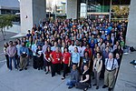 My photo is used for the official 2016 WikiConference North America group photo.