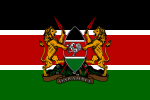 Vlag van Kenia met die wapen op