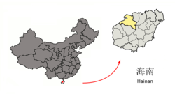 Location of Danzhou City jurisdiction in Hainan