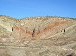 Rainbow Basin synklinal i the Barstow Formation nära Barstow, Kalifornien