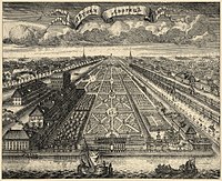 Гравер Олексій Зубов. Літний сад і Літний палац, резиденція царя, 1716