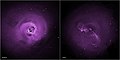 Turbulensi dapat mencegah gugusan galaksi dari pendinginan; diilustrasikan: Gugusan Perseus dan Gugusan Virgo (Sinar-X Chandra).