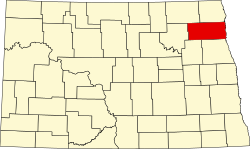 map of North Dakota highlighting Walsh County