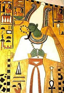 خدای مصر باستان اسیریس، حاکم عالم اموات و تولد دوباره و زادآوری، به‌طور معمول با چهره ای سبز نشان داده می‌شد. (مقبره نفتراری، ۱۲۹۵–۱۲۵۳ قبل از میلاد)