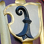 Basler Wappen mit dem Baselstab (Bischofsstab)