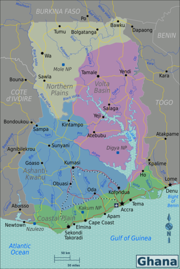 Mapa regionů Ghany