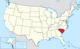 Map of the United States with साउथ क्यारोलाइना highlighted
