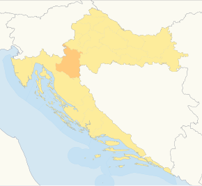 Harta cantonului Karlovac în cadrul Croației