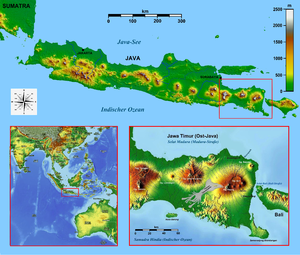 Peta topografi Jawa.