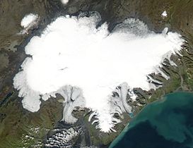 Satellite photo of Vatnajökull.
