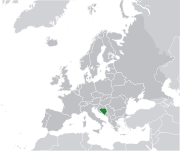 Mapa da Bósnia e Herzegovina na Europa