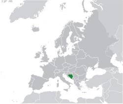  Босни ба Херцеговина улсын байршил (ногоон) Европ (хар саарал)