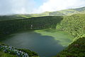 Green water of Lagoa Negra, Flores, Portugal,