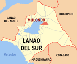 Mapa de Lanao del Sur con Mulondo resaltado