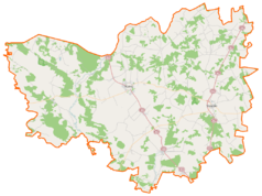 Mapa konturowa powiatu kolneńskiego, po prawej znajduje się punkt z opisem „Stawiski”