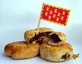 Eccles Cakes with the Flag of Greater Manchester