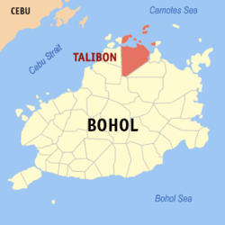 Mapa de Bohol con Talibon resaltado