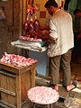 A butcher at work in Aleppo, Syria