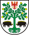 Den tyske byen Eberswaldes våpenskjold inneholder et eiketre med et stående villsvin på hver side og under en flakt ørn.