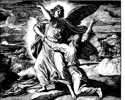 Jacob luta com Deus, 1860 xilogravura de Julius Schnorr von Carolsfeld