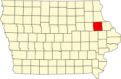Vị trí quận Delaware trong tiểu bang Iowa ở Hoa Kỷ