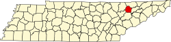 map of Tennessee highlighting Union County