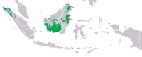 Área de distribución dos orangutáns.