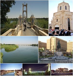Deir ez-Zor Jembatan suspensi Deir ez-Zor •Monumen Genosida Armenia The Sungai Efrat • Lapangan 8 Maret Bendungan irigasi • Jembatan suspensi di malam hari • Pusat kota Deir ez-Zor
