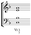 Dominant thirteenth: four-voice version. "This disposition is typical."[19] Playⓘ