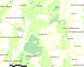 Mapa obce Champlemy