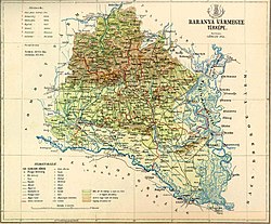 Baranya vármegye domborzati térképe