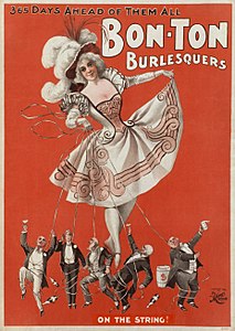 Bon Ton Burleskçiler 365 gün iple devam etmektedir. Bir burlesk tiyatro topluluğunun reklam afişi (Renkli litograf, H.C. Miner Litho. Co., 1898). (Üreten: H.C. Miner Litho. Co.)