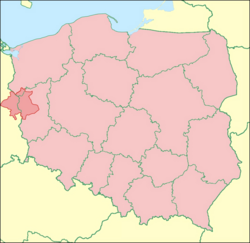 Lubusz Land on the map of Poland