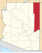 Harta statului Arizona indicând comitatul Apache