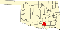 Округ Джонстон на мапі штату Оклахома highlighting