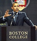 Obama speaking at Boston College