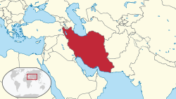 Location o  Iran  (dark green) in on the Persian Gulf  (grey)