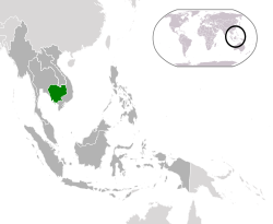 Lokasi Kemboja di Asia Tenggara.