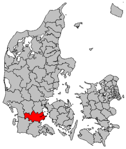 Kunnan sijainti Tanskan kartalla.