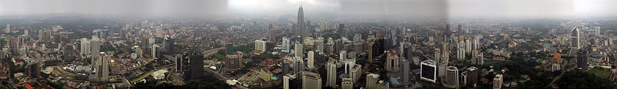 Panorama of city with mixture of five- to ten-story buildings
