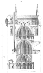 Vista en sección de la torre del homenaje, grabado de Viollet-le-Duc.