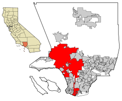 ロサンゼルス市の位置（カリフォルニア州）の位置図