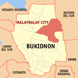 Mapa de Bukidnon con Malaybalay resaltado